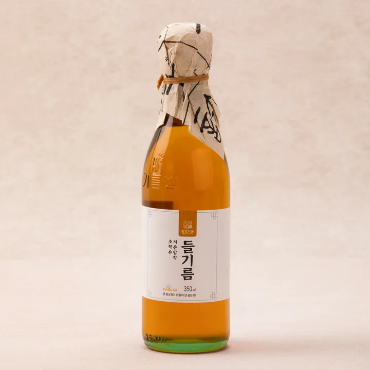참빛다움 들기름 350ml 유리병 제품 사진